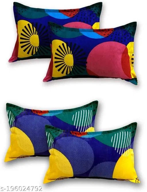Cotton Pillow Covers (Multicolor, 17x27 inches) (Pack of 4)
