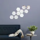 Mirror Finish Wall Stickers & Wallpapers (Hexagon Silver) - 3D Acrylic Decorative Mirror Stickers For Home, Almira, Bedroom, Living room, Kitchen, Bathroom, Festivals Etc (Pack of 10)