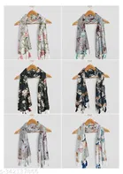 Poly Chiffon Printed Scarves for Women, Multicolor, Pack of 6