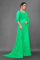 Net Solid Saree for Women 