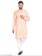 Cotton Blend Checked Kurta with Pyjama for Men 