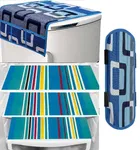 PVC Printed Fridge Top Cover with 3 Pcs Shelf Mats & Handle Cover 