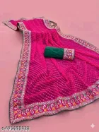 Georgette Striped Saree For Women, Pink