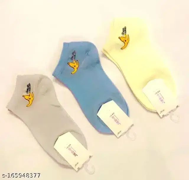 Cotton Socks for Unisex (Multicolor, Pack of 3)
