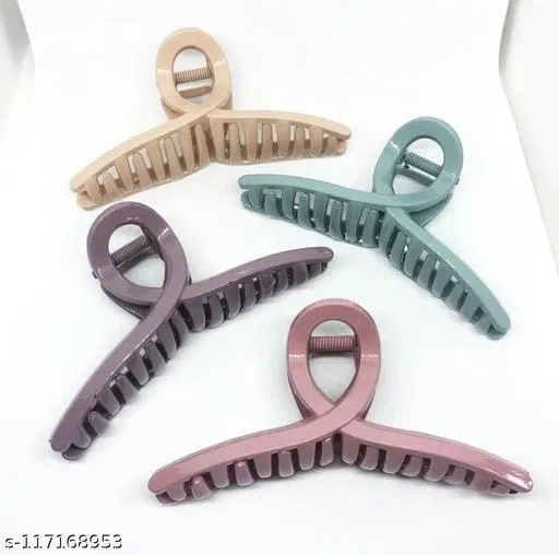 Plastic Hair Clutcher for Women & Girls (Multicolor, Pack of 4)