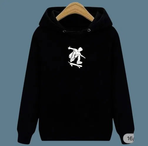Fleece Printed Hoodie for Men, Black (XL)