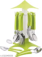 Stainless Steel Cutlery Set with Holder (Multicolor, Set of 25)
