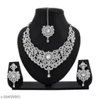 Alloy Necklace with Earrings & Maangtika for Women 