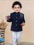 Embroidered Art Silk Kurta Set for Boys 