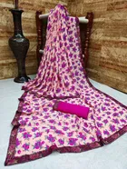 कानूड़ा फैंसी विमेंस जॉर्जेट फ्लावर प्रिंटेड साड़ी 