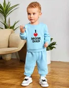 Hosiery Cotton Printed Clothing Set for Boys, Aqua Blue 