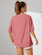 Cotton Blend Printed T-shirt for Women, Pink 