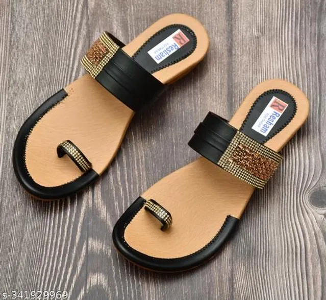 Flats for Women (Black & Beige, 6)