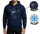 Fleece Printed Hoodie for Men, Blue 