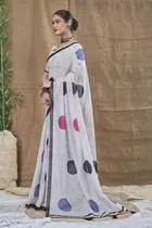 Silk Woven Design Saree for Women, White 