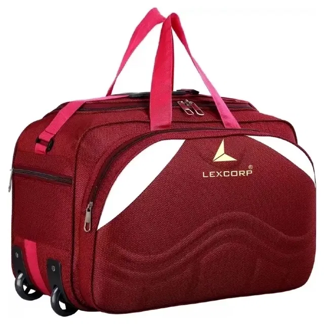 Polyester Trolley Duffel Bag with Wheels, Slurry Design, Red [65 L]