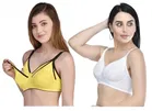 Cotton Blend Solid Non Padded Feeding Bras for Women 