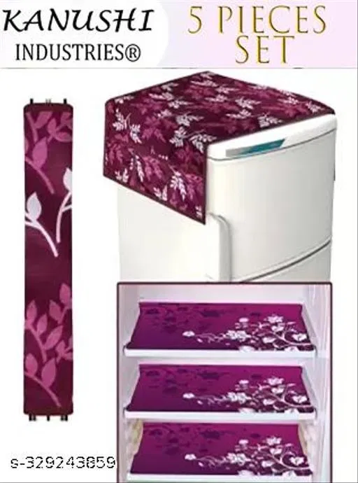 KANUSHI Industries® 1Pc Fridge Cover for Top with 6 Utility Pockets + 1 Handles Covers + 3 Fridge Mats