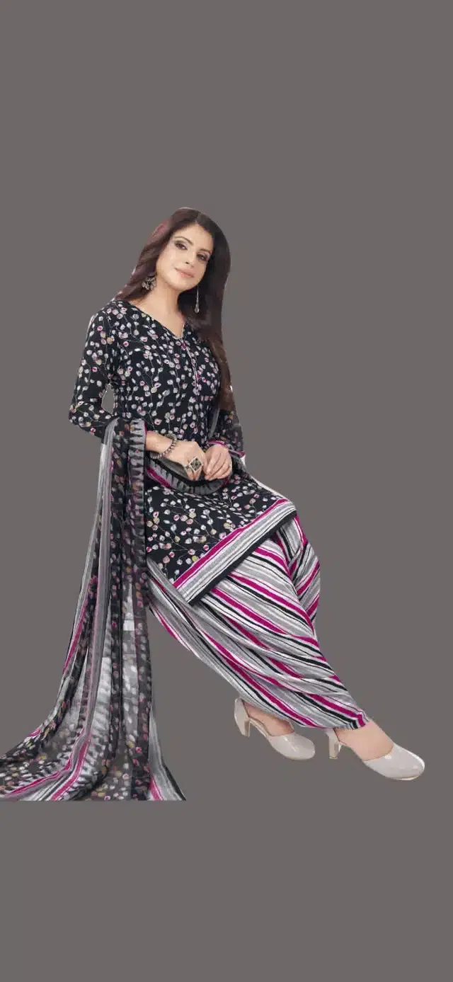 Unstitched Dress Material for Women & Girls (Black)
