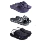 Combo of Clogs with Sliders & Flipflops for Men (Multicolor, 10) (Set of 3)