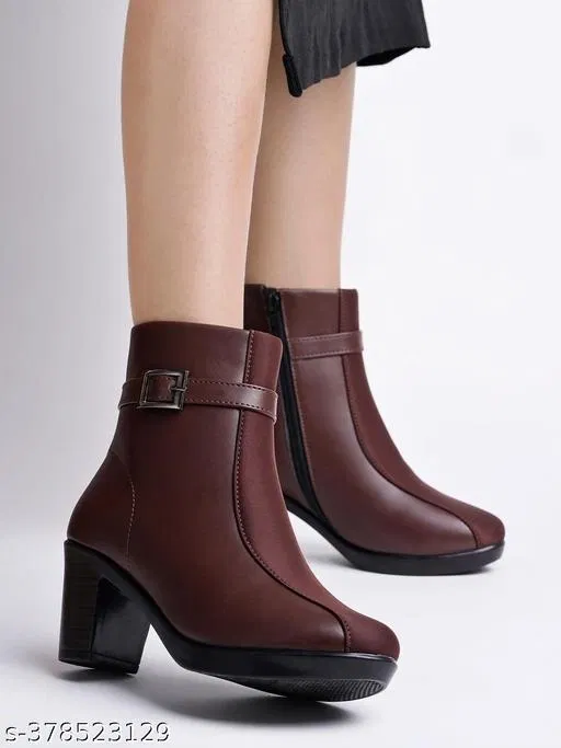 Shoetopia Solid Pu Mid-Top Boots (IND-7)