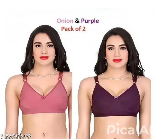 Padded Bra for Women, Pack of 2 (Pink, 38A)