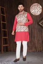Cotton Kurta Set with Koti for Men 