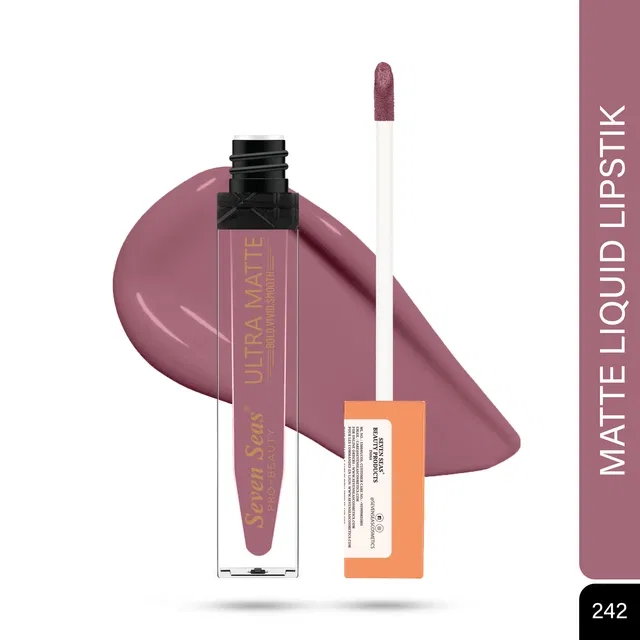 Seven Seas Liquid Lipstick for Women, Purple Shade (6ml)