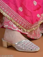 Shoetopia Golden Embellished Heel Sandals 