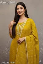 Silk Blend Embroidered Punjabi/All Over Suits Semi-Stitched Suits for Women 