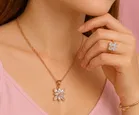 Elegant Rose Gold Plated Pendant Set with Crystal Stones 