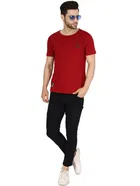 Half Sleeves Solid T-Shirt for Men (Maroon, M)