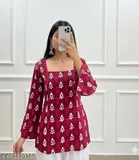 Floral Viscose Rayon A-line Kurti for Women, Pack of 2 