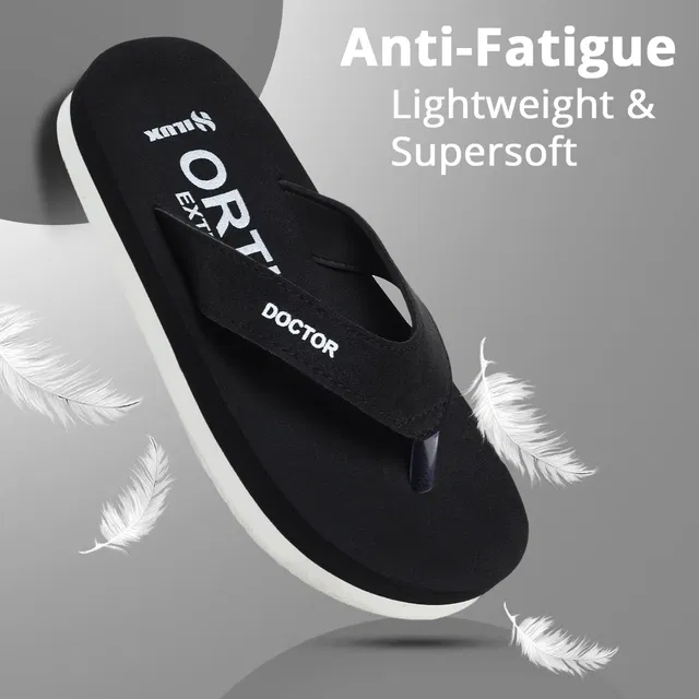 Solid Thong Flip-flops for Women (Black, 6)