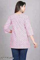 Cotton Printed Short Kurti for Women, Pink 