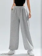 Cotton Blend Solid Trousers for Men, Grey 