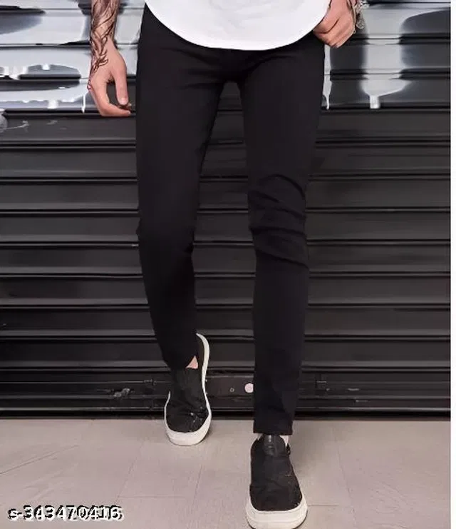Denim Slim Fit Jeans for Men (Black, 30)