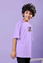 Cotton Blend Printed T-shirt for Boys, Purple 