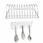 Oc9 स्टेनलेस स्टील प्लेट स्टैंड & वॉल माउंटेड लैडल हुक रेल फॉर किचन