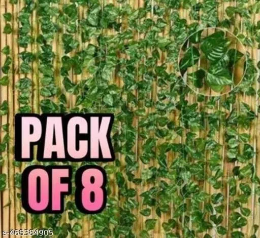 Plastic Artificial Garlands Plant for Home Decor for Women (Green, Pack of 8)