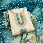 Vichitra Silk Embroidered Unstitched Suit Fabric, Blue