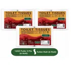 TerraHome Toilet Tissue Paper Rolls, 2 Ply, 1200 Pulls [6 x 200 Pulls] [Pack of 3]