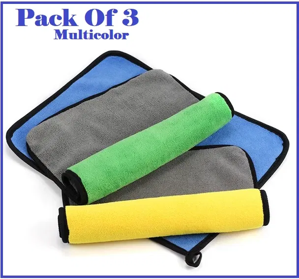 Microfiber Thick Lint & Streak-Free Multipurpose Cleaning Clothes (Multicolor, Pack of 3)