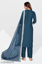 Viscose Rayon Embroidered Kurta with Pant & Dupatta for Women 