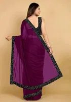 Lycra Blend Solid Saree for Women 