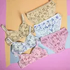 Cotton Printed Lingerie Set for Women, Multicolor, Pack of 3 