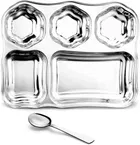 5 in 1 Compartments Dinner Plate with 1 Spoon 