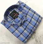 Cotton Blend Checked Shirt for Men, Blue 