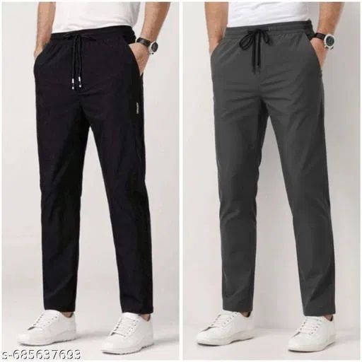 Cotton Pants for Men, Black, Pack of 2 (34)