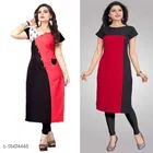 Crepe Color Blocked Kurti for Women 
